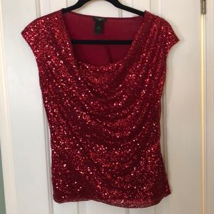 Cowl neck red sequence top from banana republic MP
